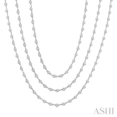 10.00 Ctw Bezel Set Round Cut Diamond Layered 60-Inch Necklace in 14K White Gold