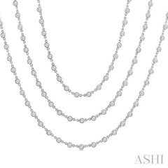 10.00 Ctw Bezel Set Round Cut Diamond Layered 60-Inch Necklace in 14K White Gold