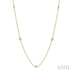 1/2 Ctw Round Cut Diamond Station Necklace in 14K Yellow Gold