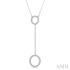 1/6 ctw Twin Circle Round Cut Diamond 'Y' Necklace in 10K White Gold