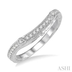 1/6 Ctw Round Diamond Wedding Band with Vintage Detailing in 14K White Gold