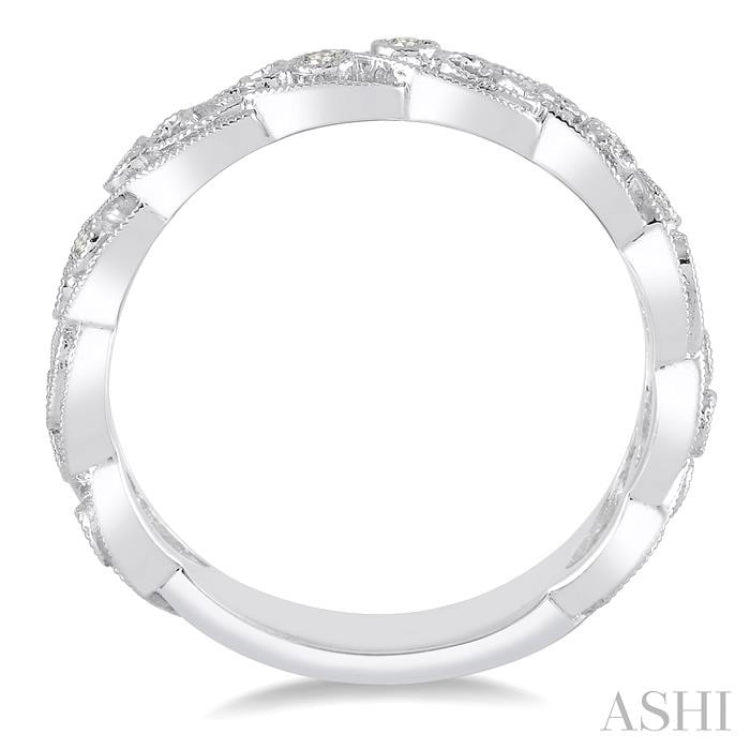1/10 ctw Round Cut Diamond Stack Band in 14K White Gold
