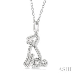 1/6 Ctw Petite Sitting Dog Round Cut Diamond Fashion Pendant With Chain in 10K White Gold