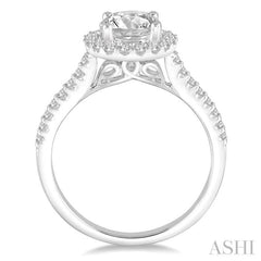 3/8 ctw Raised Semi-Mount Round Cut Diamond Engagement Ring in 14K White Gold