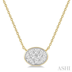 1/3 Ctw Oval Shape Lovebright Diamond Pendant With Chain in 14K Yellow and White Gold
