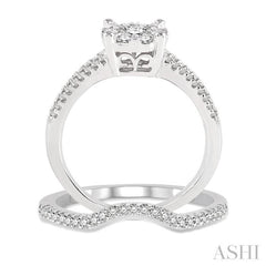 3/4 Ctw Diamond Wedding Set with 3/4 Ctw Round Cut Engagement Ring and 1/10 Ctw Wedding Band in 14K White Gold