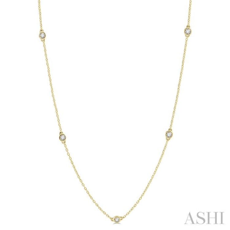 1/3 Ctw Round Cut Diamond Station Necklace in 14K Yellow Gold