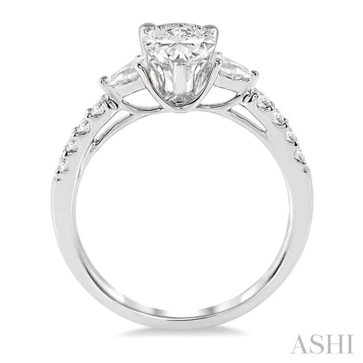 3/8 Ctw Pear & Round Cut Diamond Semi-Mount Engagement Ring in 14K White Gold