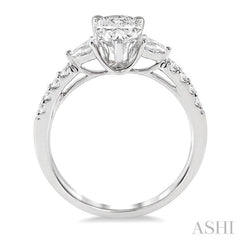 3/8 Ctw Pear & Round Cut Diamond Semi-Mount Engagement Ring in 14K White Gold