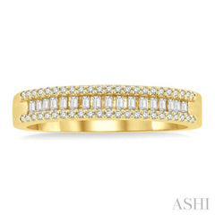 1/3 Ctw Baguette and Round Cut Diamond Stackable Fashion Band in 14K Yellow Gold