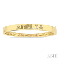 1/4 Ctw 'AMELIA' Block Name Single Cut Diamond Bangle in 10K Yellow Gold