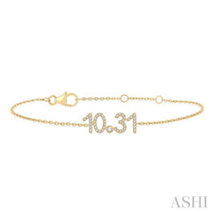 1/6 Ctw '10.31' Date Single Cut Diamond Bracelet in 10K Yellow Gold