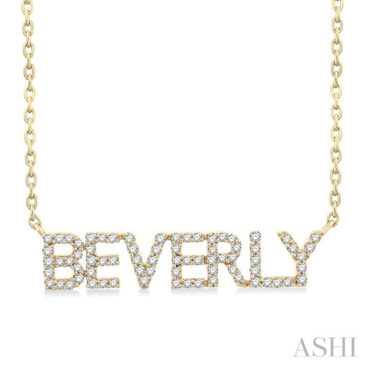 1/4 Ctw 'BEVERLY' Block Name Round Cut Diamond Necklace in 10K Yellow Gold