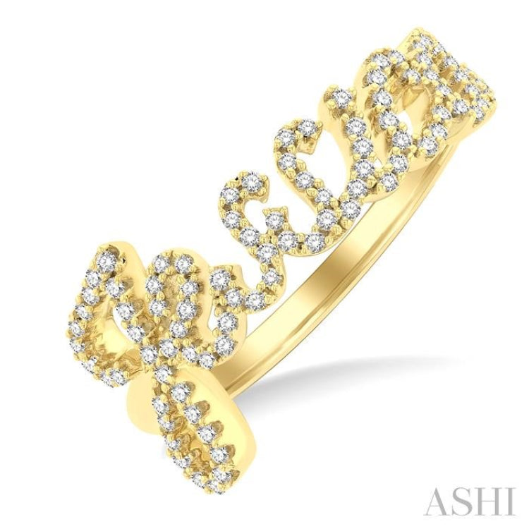 1/3 Ctw'Jessica' Script Name Round Cut Diamond Ring in 10K Yellow Gold
