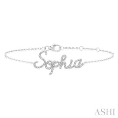 1/4 Ctw 'Sophia' Script Name Round Cut Diamond Bracelet in 10K White Gold