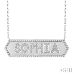 1/2 Ctw 'SOPHIA' Nameplate Single Cut Diamond Necklace in 10K White Gold