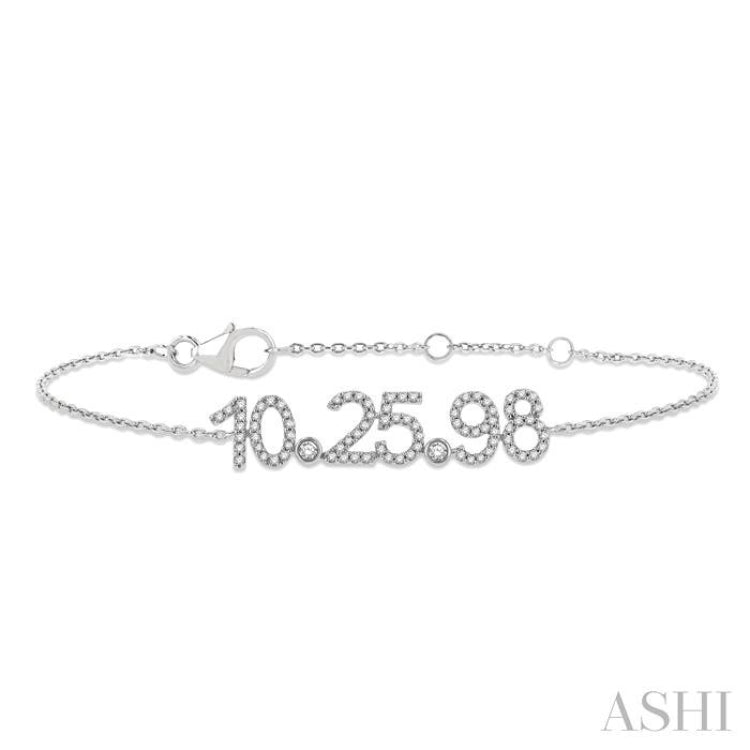 1/4 Ctw '10.25.98' Date Diamond Bracelet in 10K White Gold