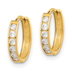 14k Madi K CZ 2x11mm Hinged Hoop Earrings