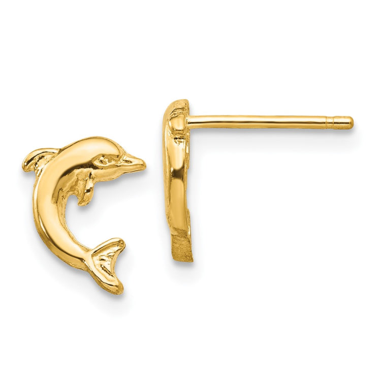 14k Mini Jumping Dolphin Post Earrings