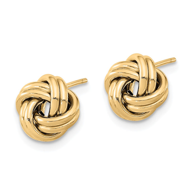 14k 9mm Polished Double Love Knot Post Earrings