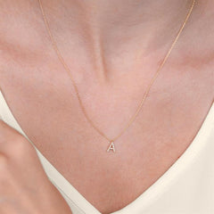 1/20 Ctw Initial 'K' Round Cut Diamond Pendant With Chain in 14K Yellow Gold