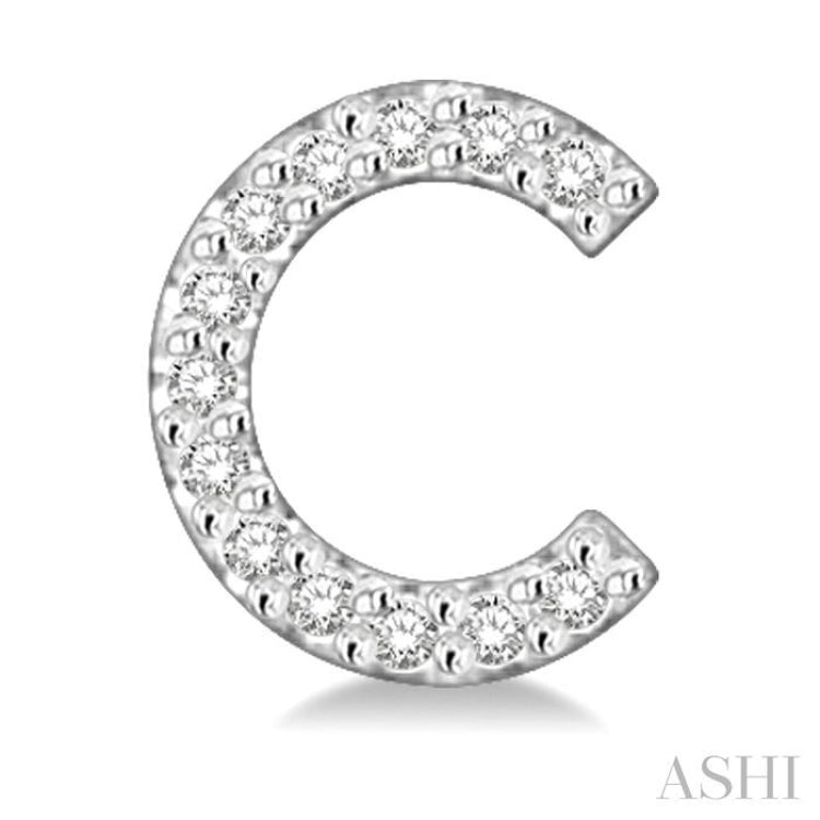 1/10 Ctw Initial 'C' Single Cut Diamond Earrings in 10K White Gold