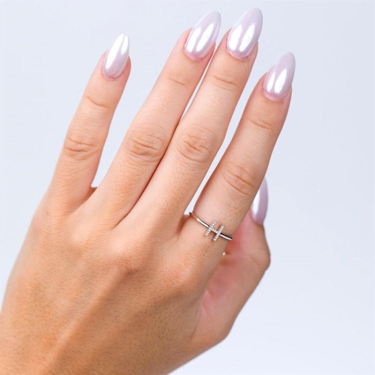 1/20 Ctw Initial 'P' Round Cut Diamond Fashion Ring in 10K White Gold