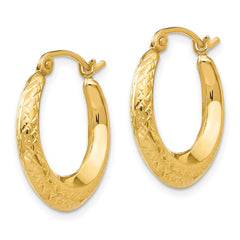 14k Madi K Textured 3x18mm Hollow Hoop Earrings