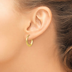 14k Madi K Textured 3x18mm Hollow Hoop Earrings