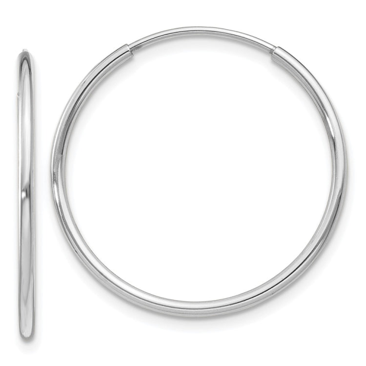 14k White Gold 1.2x25mm Polished Endless Tube Hoop Earrings