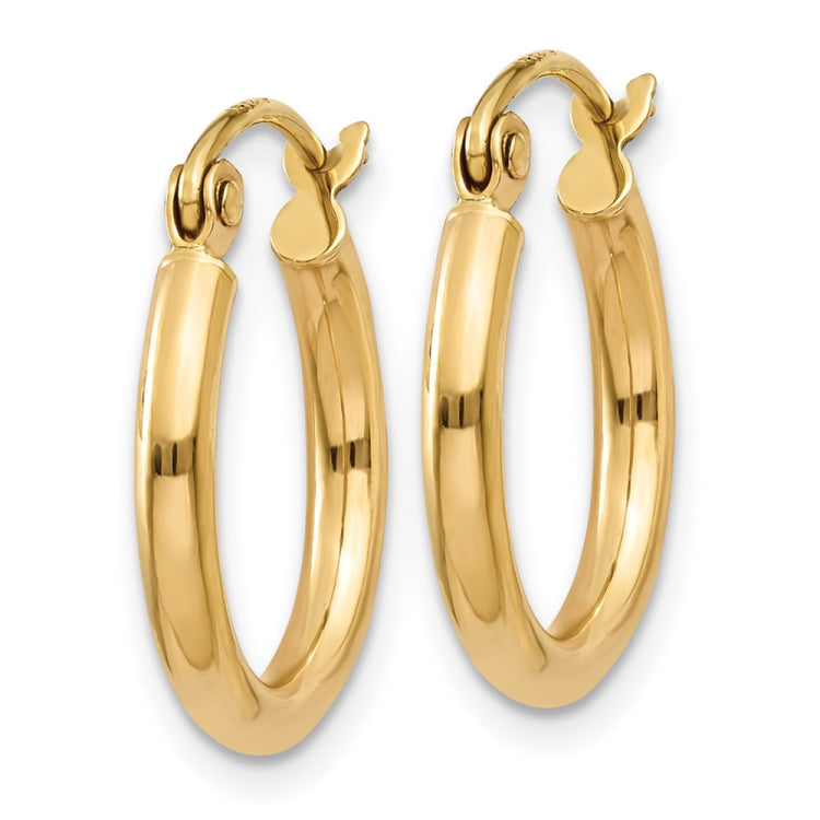 14k 2x15mm Polished Lightweight Tube Hoop Earrings
