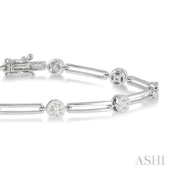 1 1/5 Ctw Lovebright Round Cut Diamond Paperclip Link Bracelet in 14K White Gold