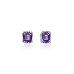 February Birthstone Solitaire Stud Earrings