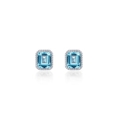 March Birthstone Solitaire Stud Earrings