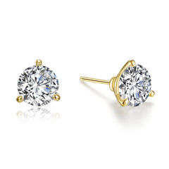 4 CTW 3 Prong Martini Stud Earrings