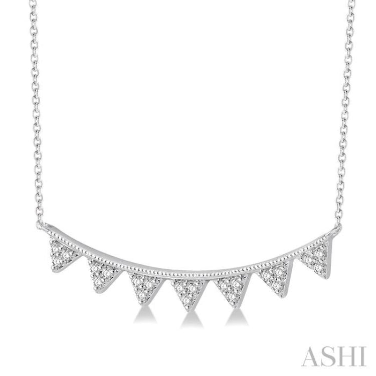 1/10 Ctw Triangle Single Cut Diamond Geometric Pendant With Link Chain in 10K White Gold