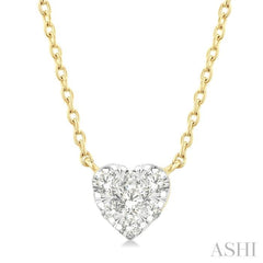 1/10 Ctw Lovebright Petite Heart Shape Round Cut Diamond Fashion Pendant With Chain in 10K Yellow Gold