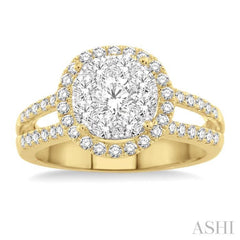1 Ctw Lovebright Round Cut Diamond Engagement Ring in 14K Yellow and White Gold