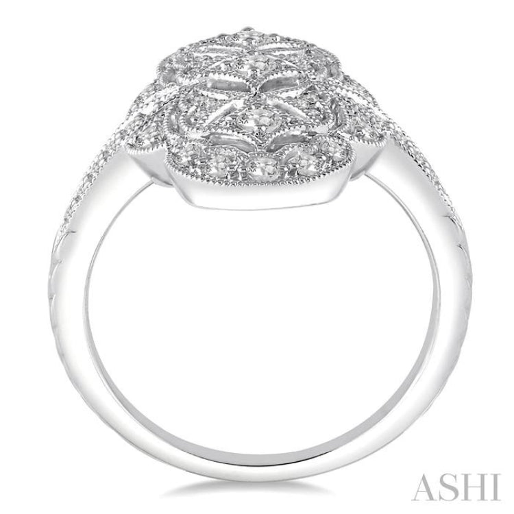 1/2 Ctw Floral Geometry Round Cut Diamond Ladies Ring in 14K White Gold