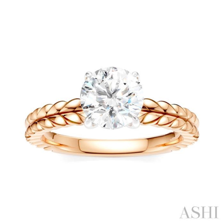 1/20 Ctw Circular Shape Round Cut Diamond Semi-Mount Engagement Ring in 14K Rose and White Gold
