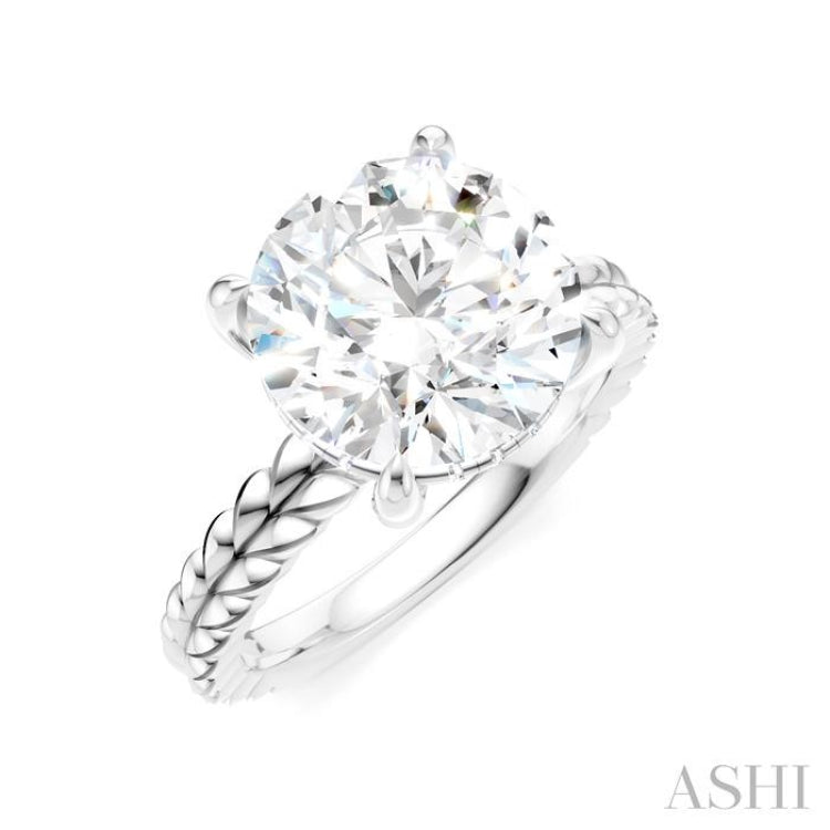 1/10 Ctw Round Shape Round Cut Diamond Semi-Mount Engagement Ring in 14K White Gold