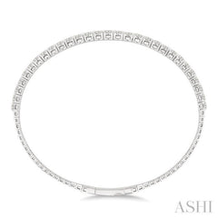 3 Ctw Round Cut Diamond Halfway Graduated Flex Bangle in 14K White Gold