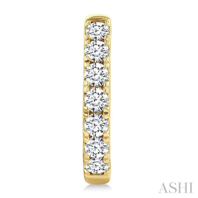 2 Ctw Round Cut Diamond Fashion Hoop Earrings in 14K Yellow Gold