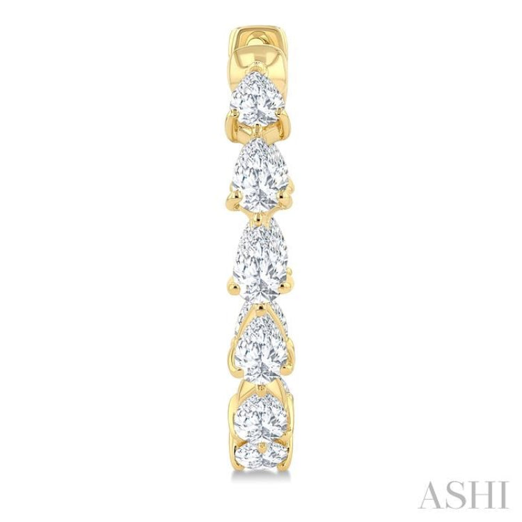 2 Ctw Inside & Out Pear Cut Diamond Fashion Hoop Earrings in 14K Yellow Gold