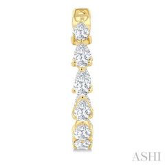 2 Ctw Inside & Out Pear Cut Diamond Fashion Hoop Earrings in 14K Yellow Gold