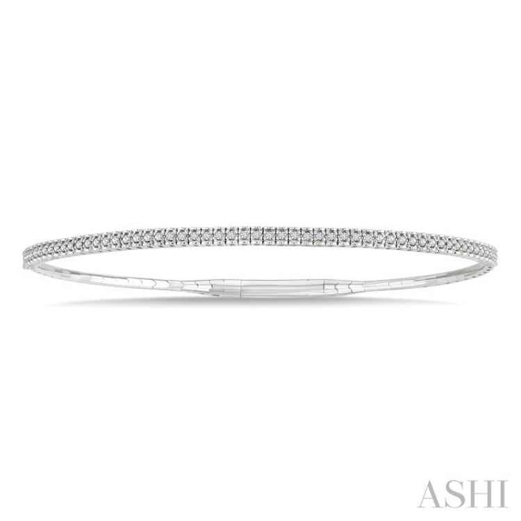 1/4 Ctw Halfway Round Cut Diamond Flex Bangle in 14K White Gold