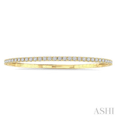 3 Ctw Round Cut Diamond Fullway Straight Flex Bangle in 14K Yellow Gold