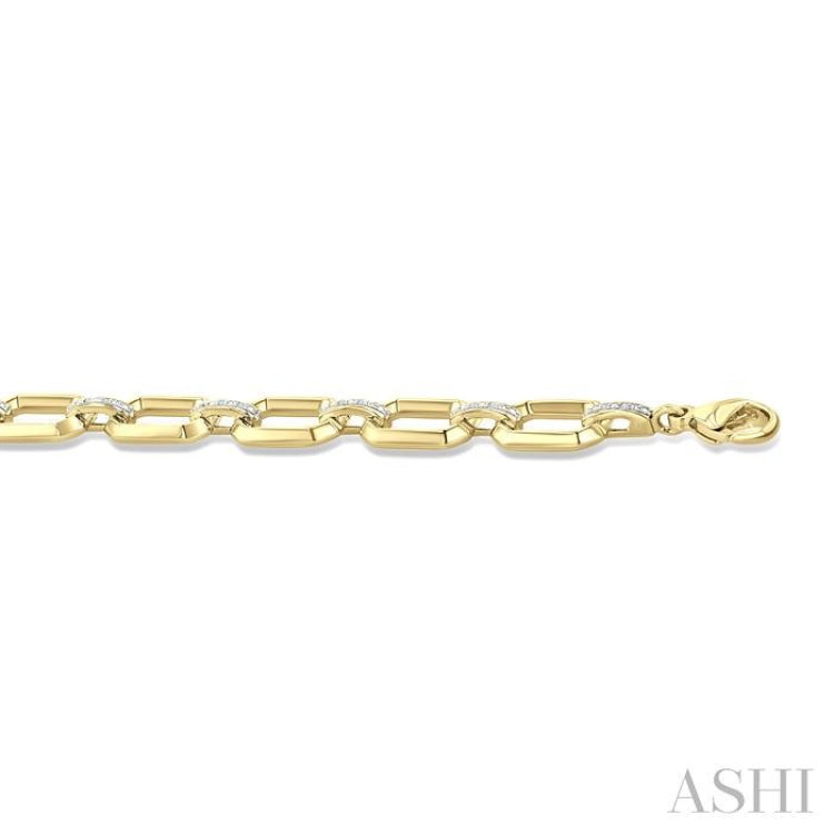 1/10 Ctw Bold Octagonal Link Round Cut Diamond Fashion Bracelet in Yellow Gold Vermeil