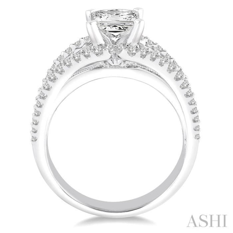 3/4 Ctw Diamond Semi-Mount Engagement Ring in 14K White Gold