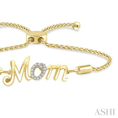 1/20 Ctw MOM Carved Round Cut Diamond Lariat Bracelet in Yellow Gold Vermeil